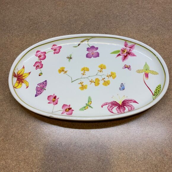 Lynn Chase Fantasia Orchids Platter 6.5 X 10" Vanity Bathroom Tray Trinket Dish - Picture 2 of 16